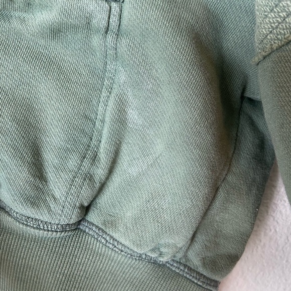 Free People Patchwork Cropped Hoodie Jacket Khaki Green - Picture 8 of 10